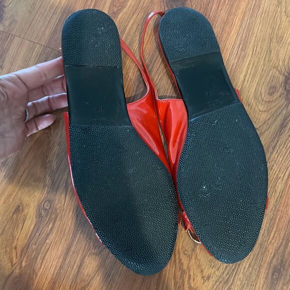 Gucci red Patton leather peep to flats with horse bit size 8.5 - Picture 2 of 8